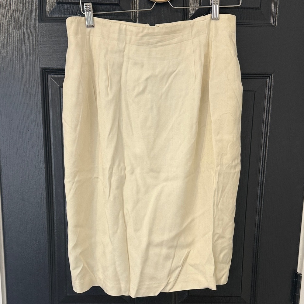Vintage 90s Talbots Cream Pencil Skirt